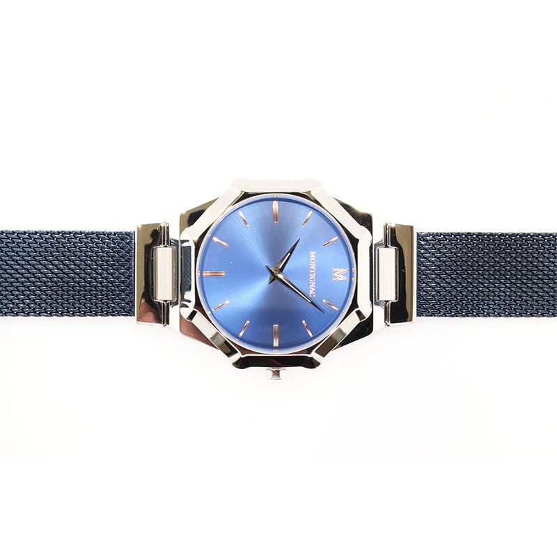Montre Montignac collection M Quartz acier bleu  MOPE19B13