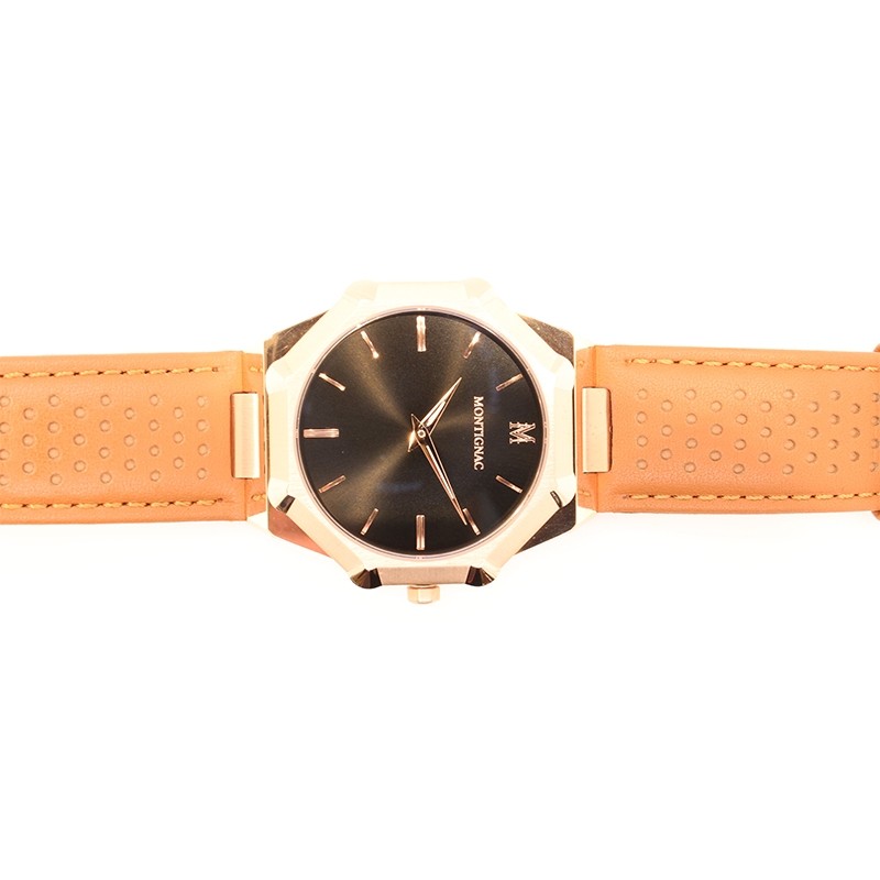 Montre Montignac collection M Quartz cuir marron MOPE19B15