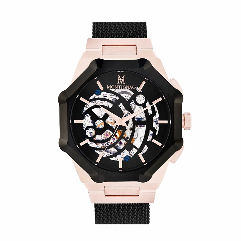 MONTIGNAC Montre Automatique PVD Rose/No