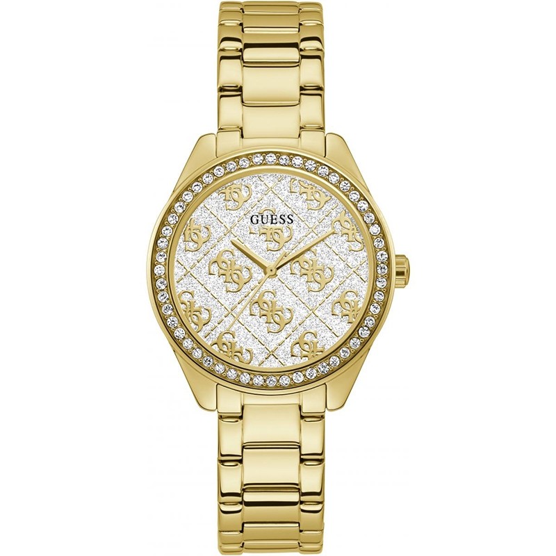 MONTRE GUESS ACIER DORE ET CRISTAUX GW0001L2