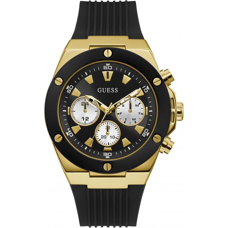 MONTRE GUESS MULTIFONCTIONS COLLECTION POSEIDON DOREE ET NOIRE