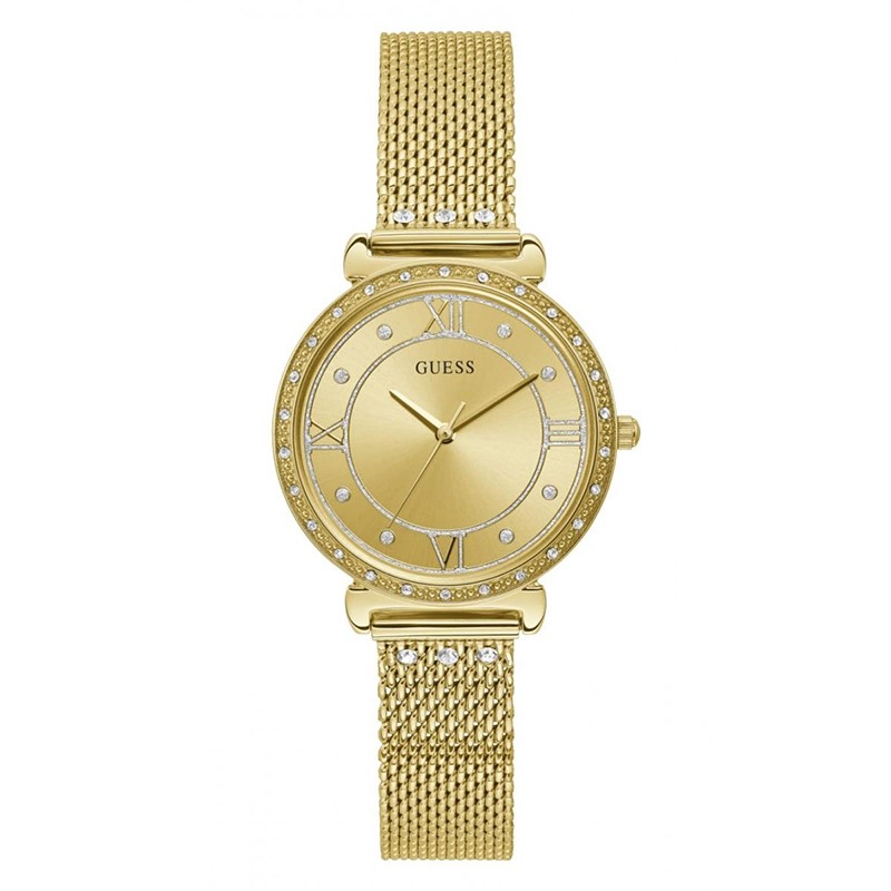 MONTRE GUESS ACIER DORE ET CRISTAUX W1289L2