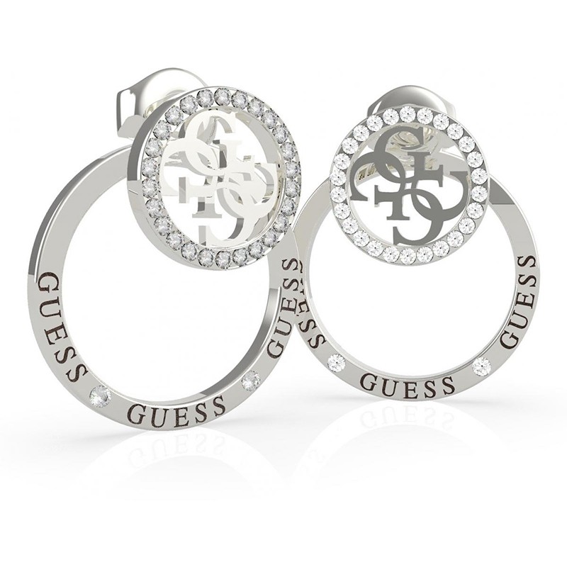 Boucles d'Oreilles puces acier rhodié logo 4G