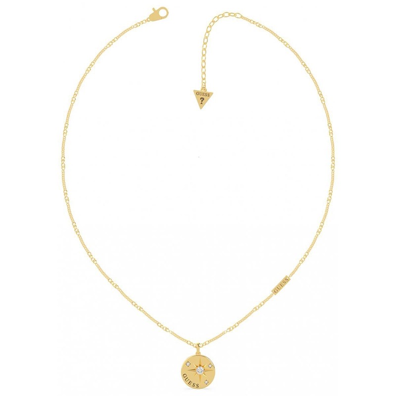 Collier acier doré pièce de boussole