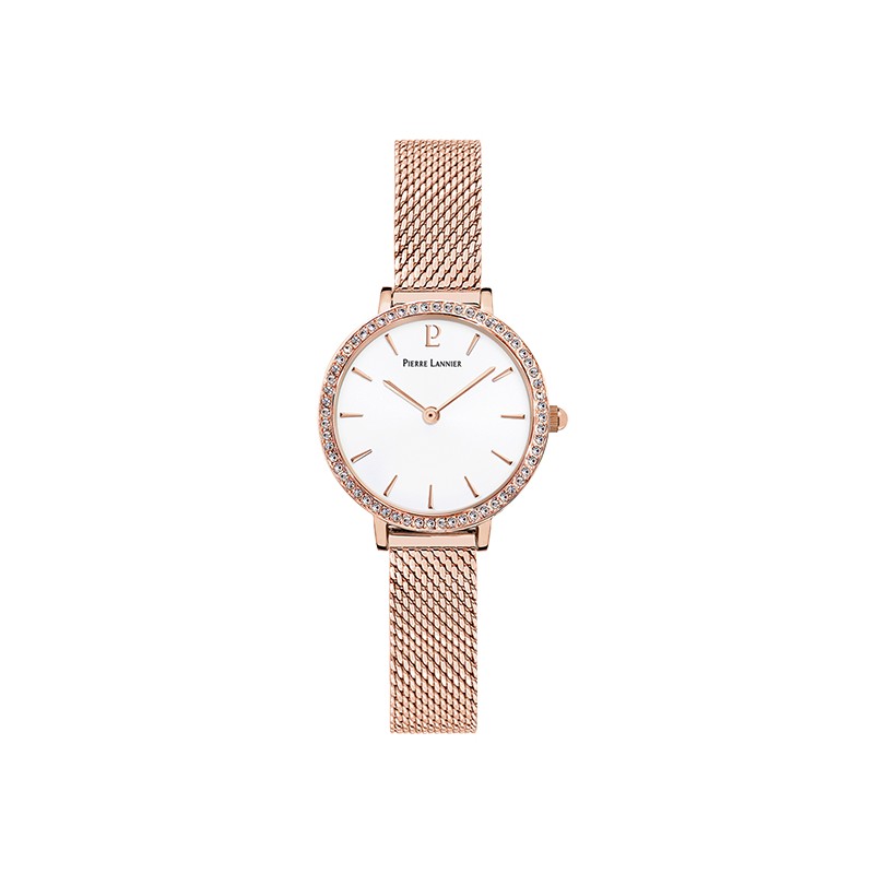 Montre acier milanais doré rose Pierre Lannier 