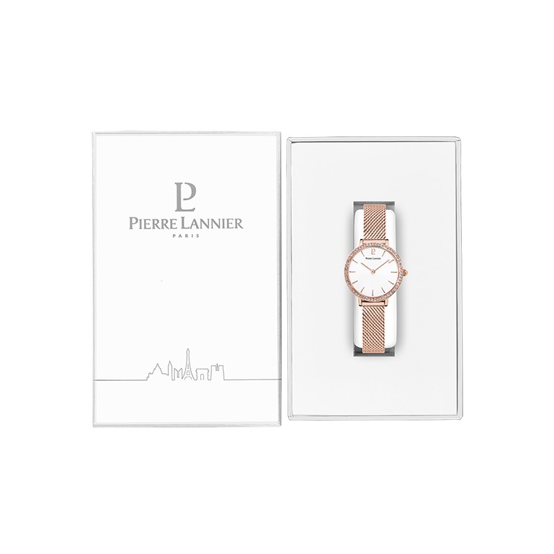 Montre acier milanais doré rose Pierre Lannier 