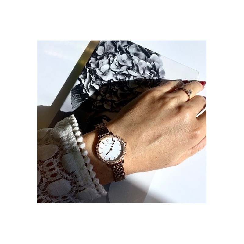 Montre acier milanais doré rose Pierre Lannier 