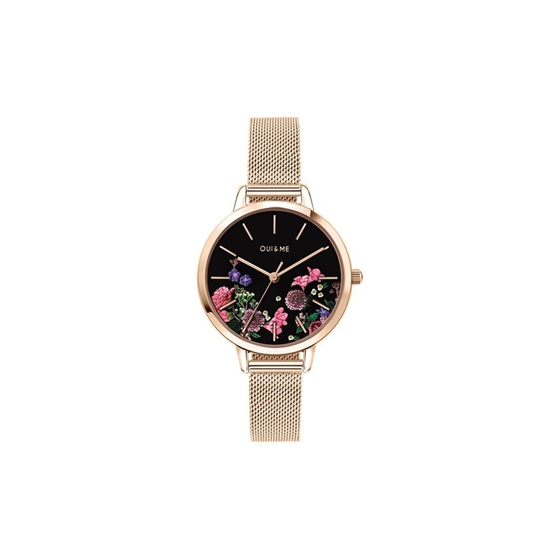 Montre dorée rose aux motifs fleuris Oui and Me collection Fleurette