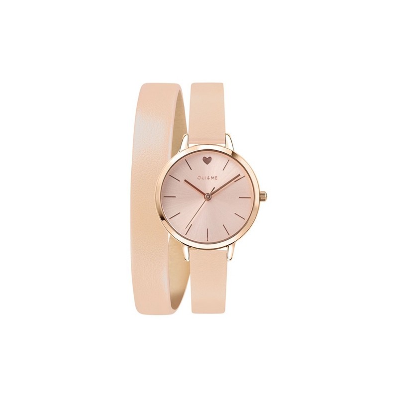 Montre double bracelet cuir rose Oui and Me collection Amourette