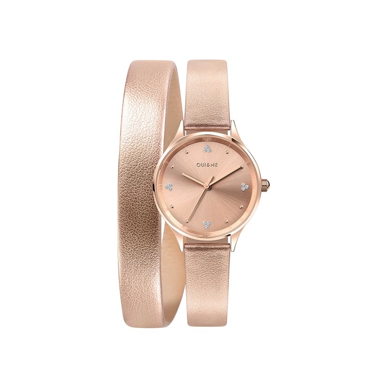 Montre double bracelet cuir beige Oui and Me collection Minette