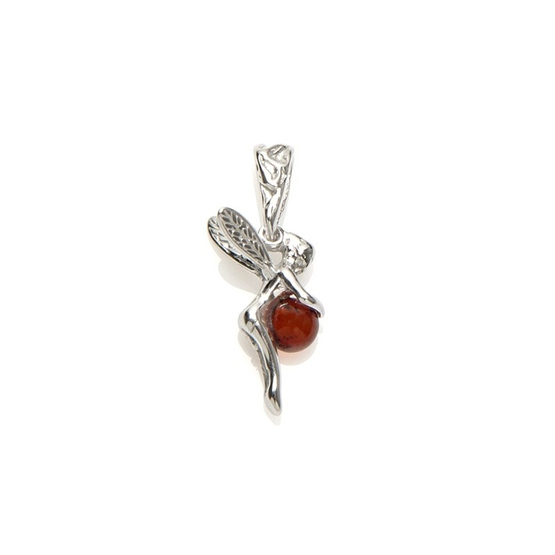 Pendentif fée Carador argent 925/000ème rhodié et ambre