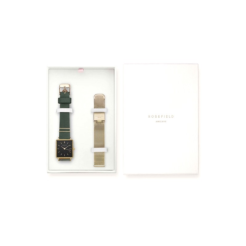 Coffret montre femme Rosefield deux bracelets acier doré et cuir