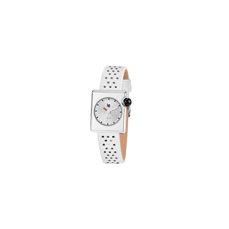 Montre Lip femme acier argenté bracelet cuir 