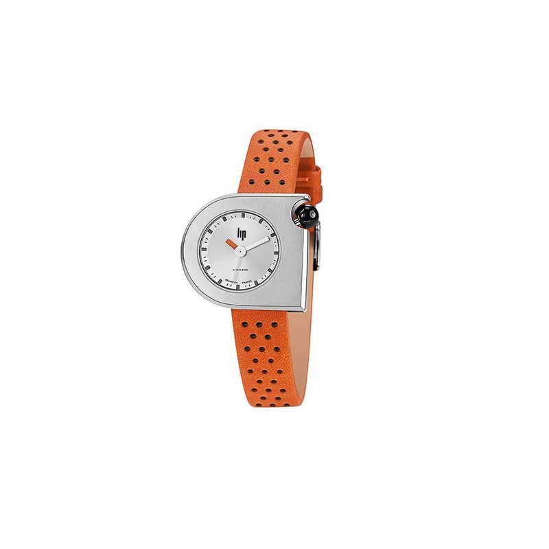 Montre Lip femme acier argenté bracelet cuir 