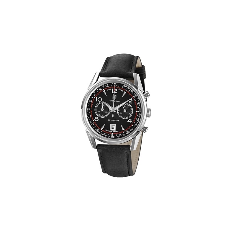 Montre Chronographe Lip homme acier argenté bracelet cuir 
