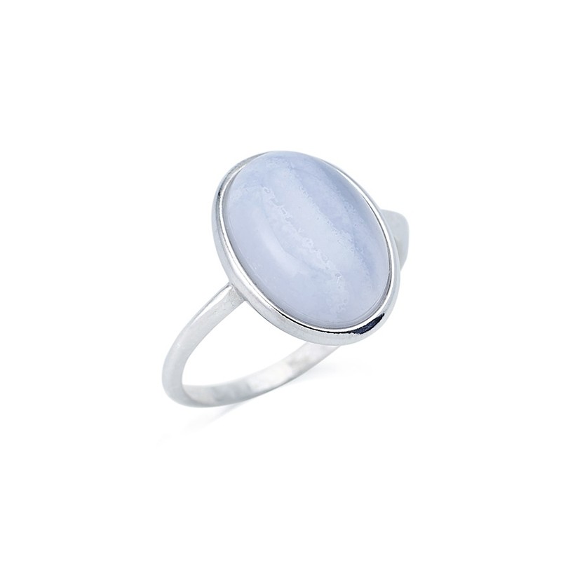 Bague en argent 925/000 et agate bleue 