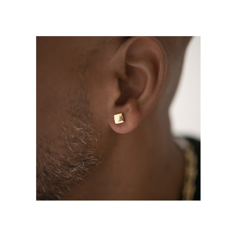 Boucles d'oreilles homme acier doré 
