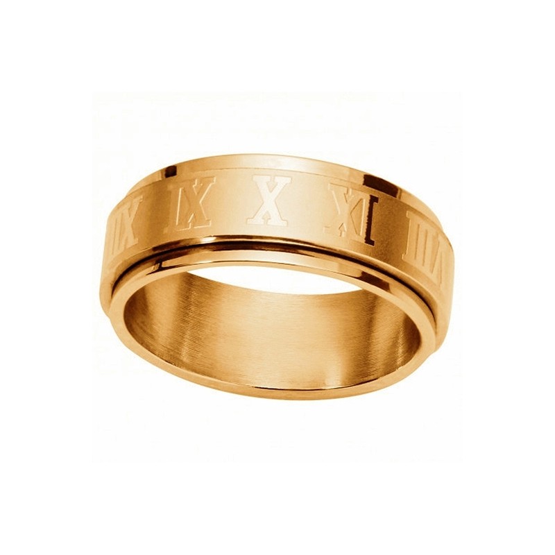 Bague tournante phebus homme acier doré chiffre romain