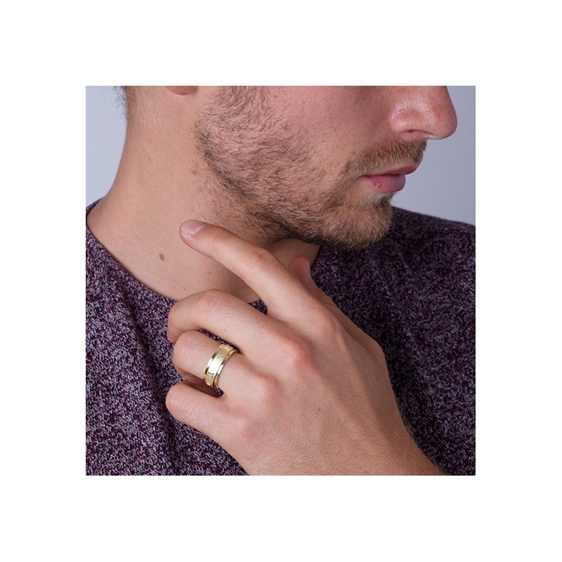 Bague tournante phebus homme acier doré chiffre romain