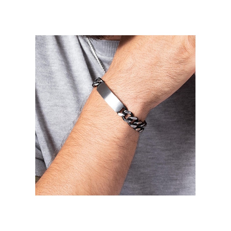 Gourmette Phebus homme acier noir