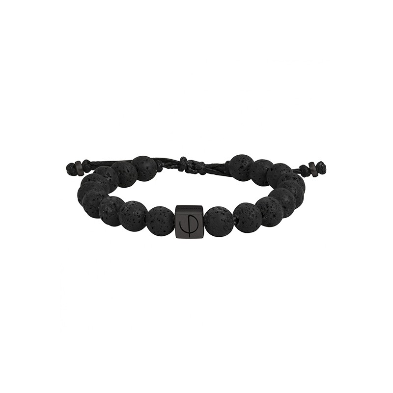 bracelet Phebus homme pierre de lave acier noir