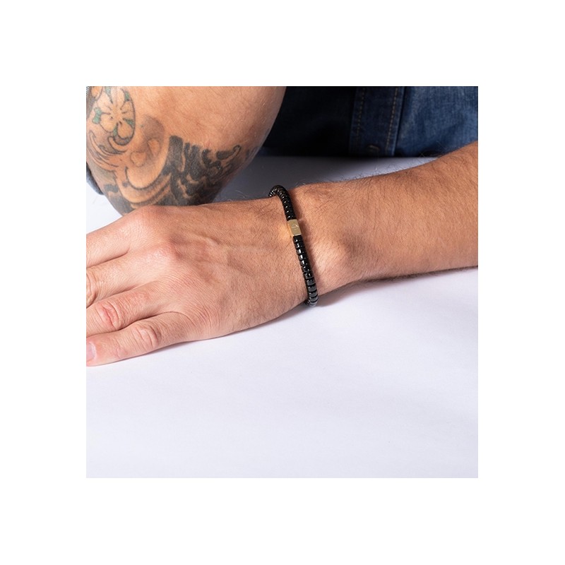 bracelet Phebus homme acier noir et doré