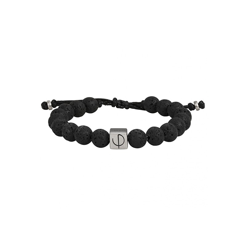 bracelet Phebus homme pierre de lave acier argenté