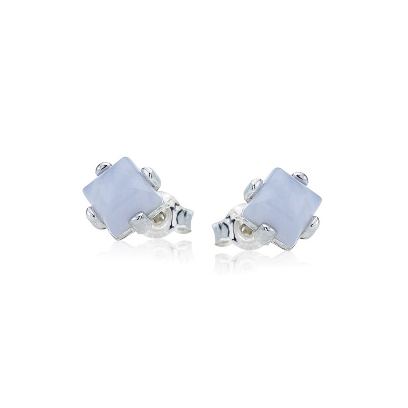 Boucles d'oreilles en argent 925/000 et agate bleue 