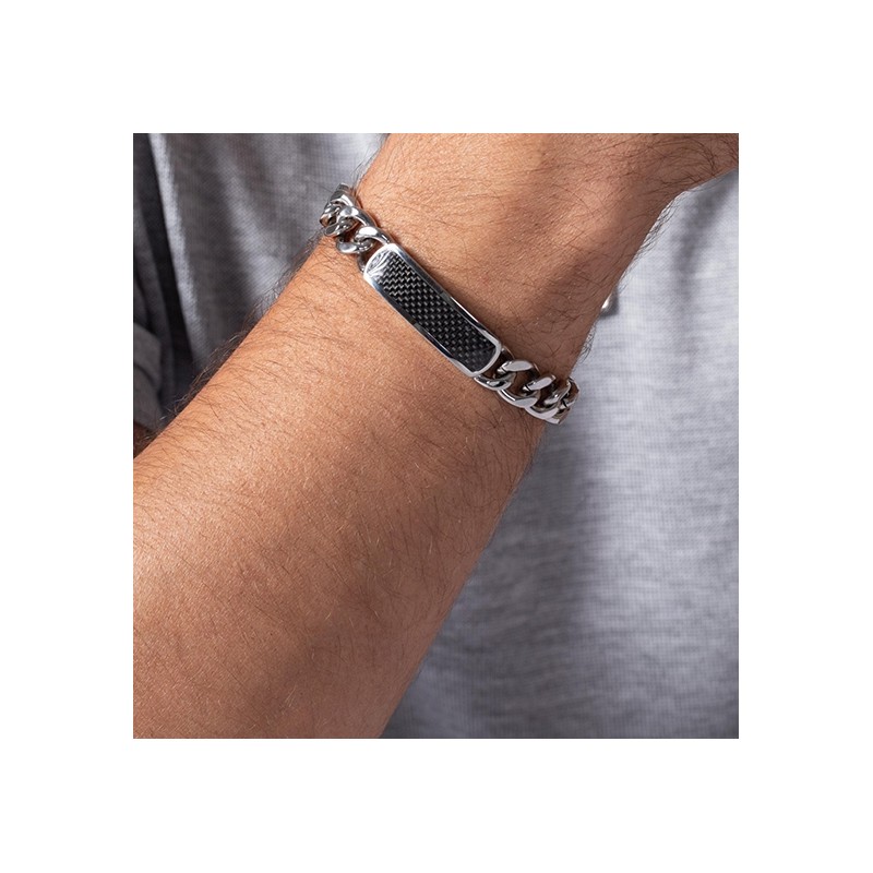 Gourmette Phebus homme acier et carbonne