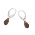Boucles d'oreilles dormeuses en argent 925/000 et quartz fumé forme goutte