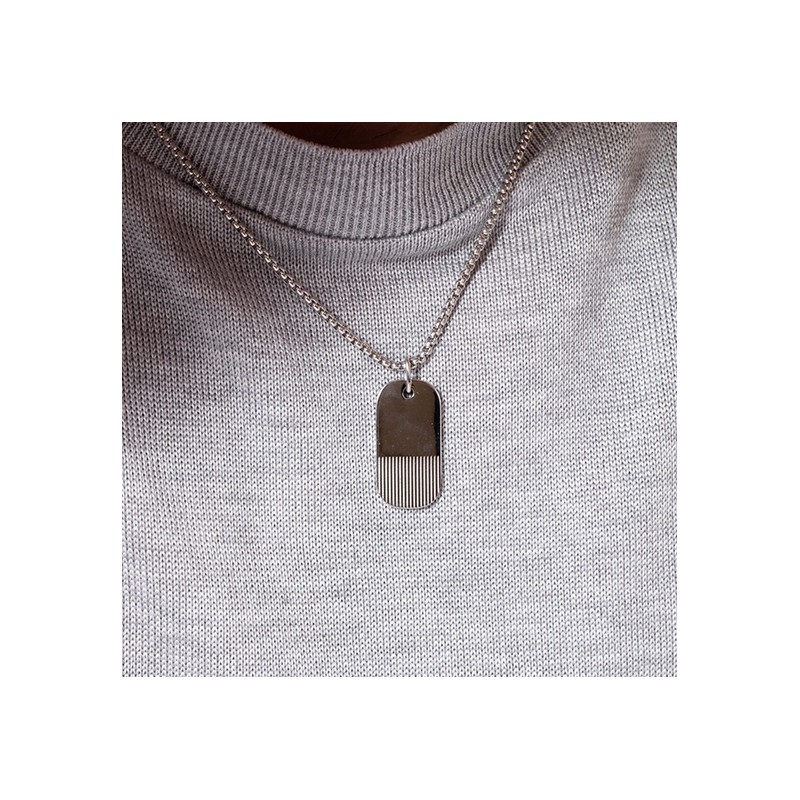 collier Phebus homme plaque argentée