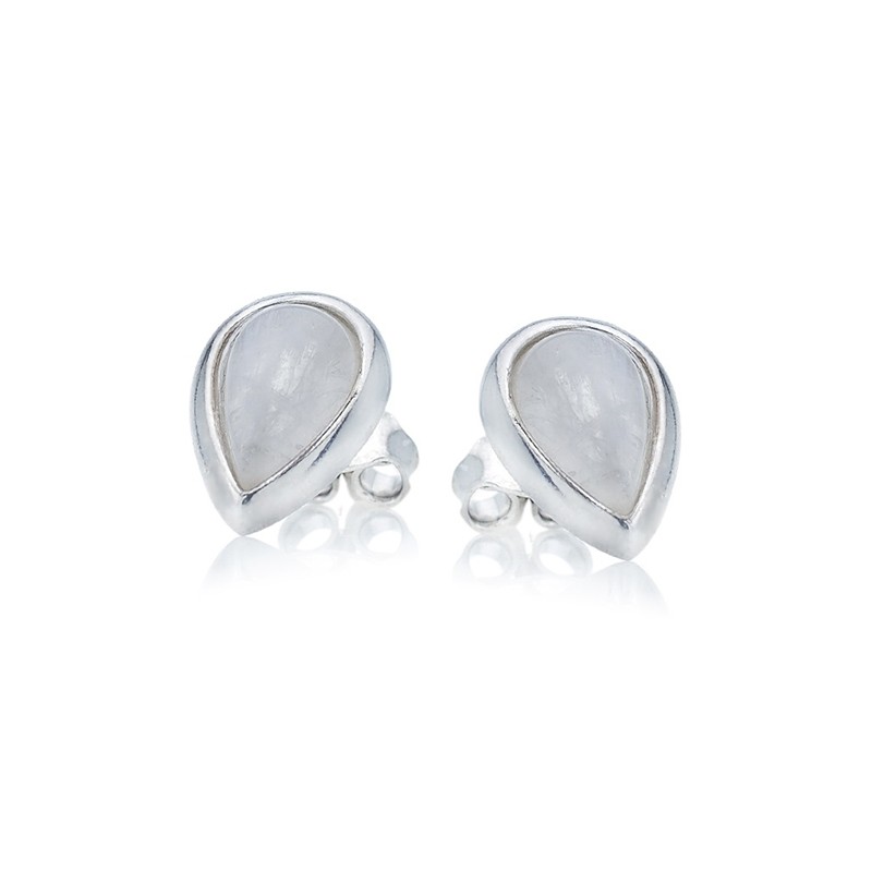 Boucles d'oreilles en argent 925/000 rhodié et pierre de lune