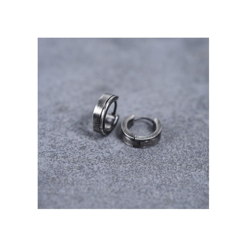 Boucles d'oreilles homme créoles acier noir