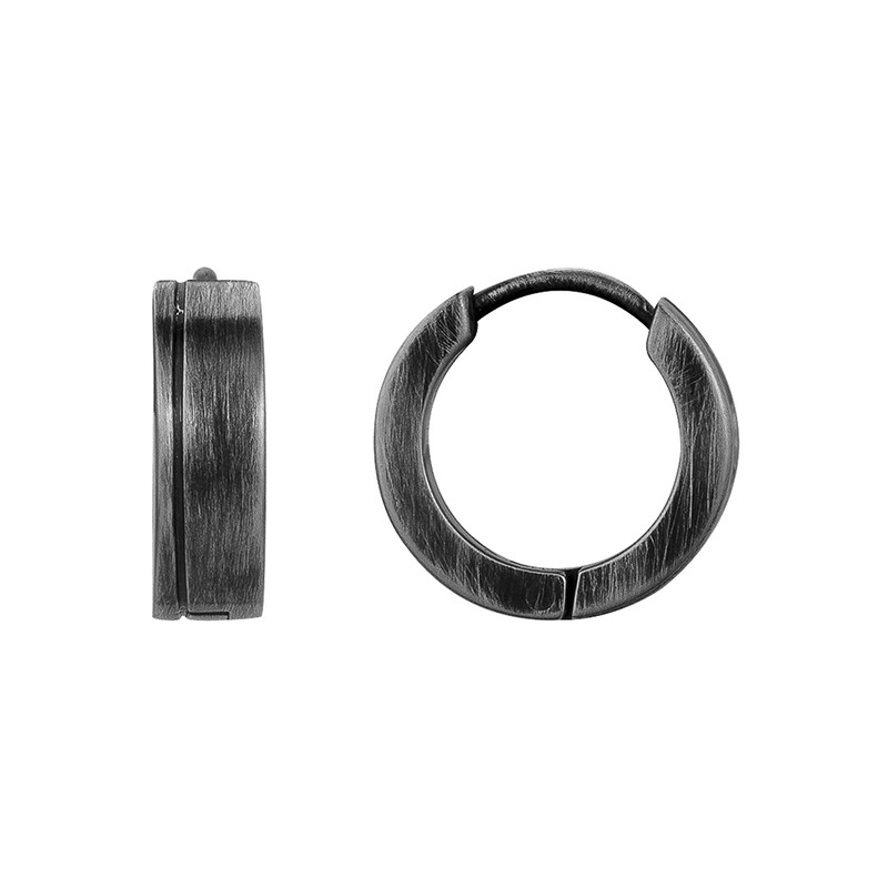Boucles d'oreilles homme créoles acier noir