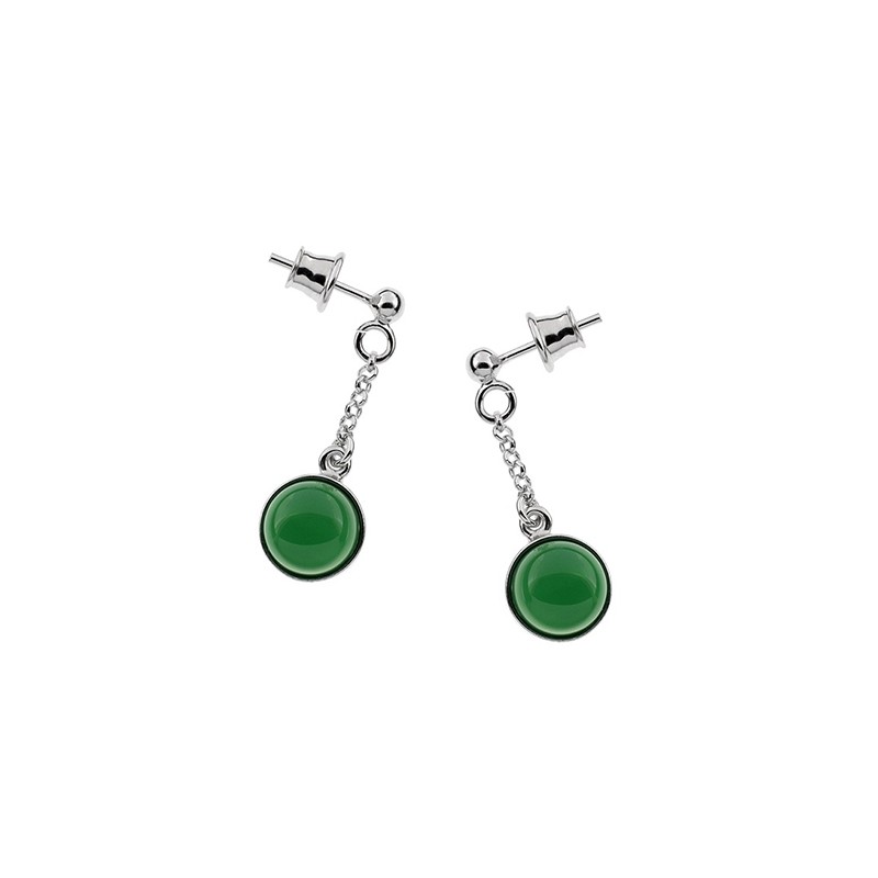 Boucles d'oreilles en argent 925/000 et agate ronde