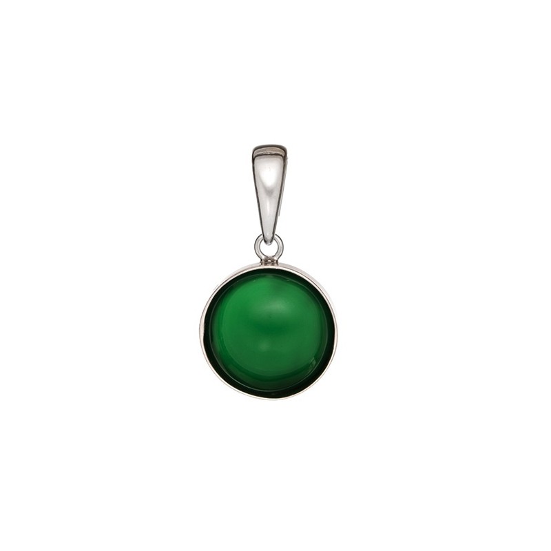 Pendentif en argent 925/000 et agate naturelle teintée verte 