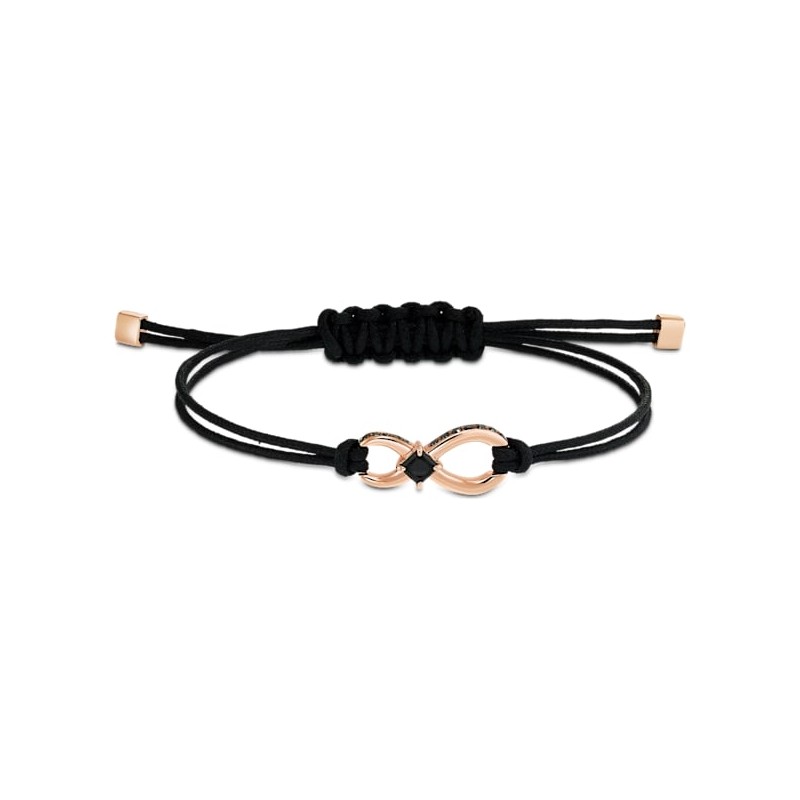 Bracelet Infinity Noir & metal doré rose