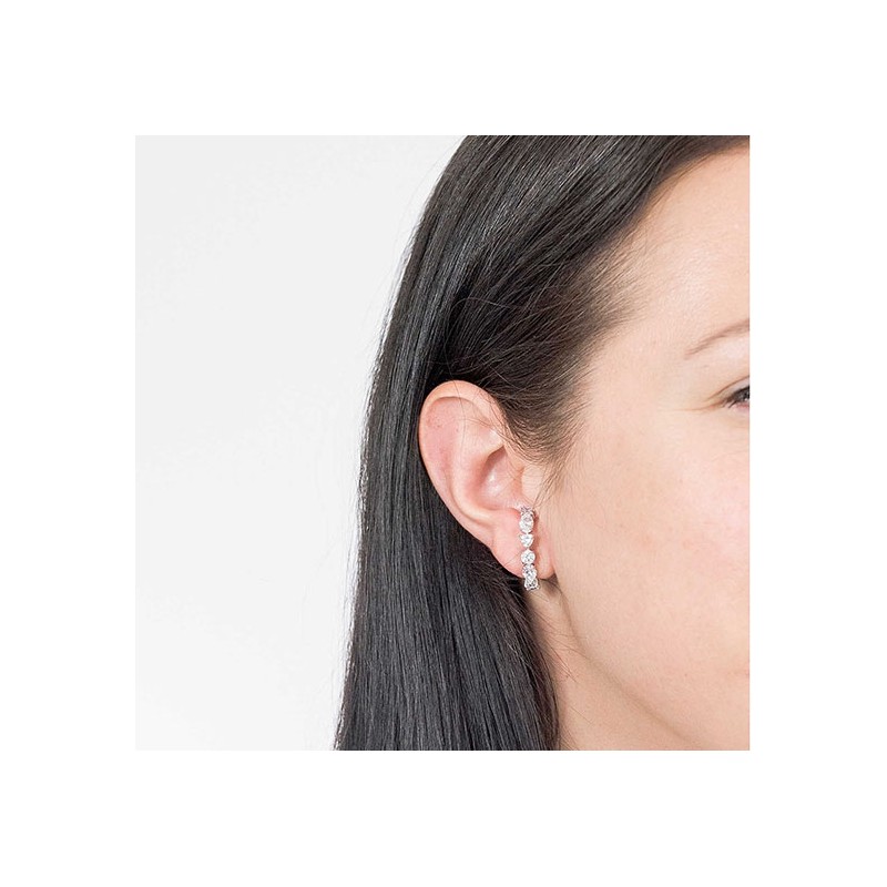 Boucles d'oreilles manchette Swarovski Tennis métal rhodié 