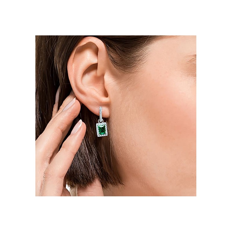Boucles d'oreilles Angelic swarovski argenté et vert 