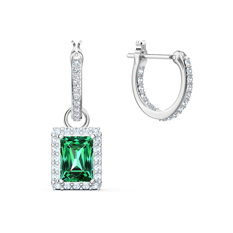 Boucles d'oreilles Angelic swarovski argenté et vert 