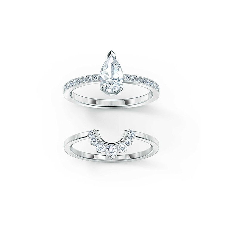 Parure de bague Attract Pear swarovski métal rhodié argenté
