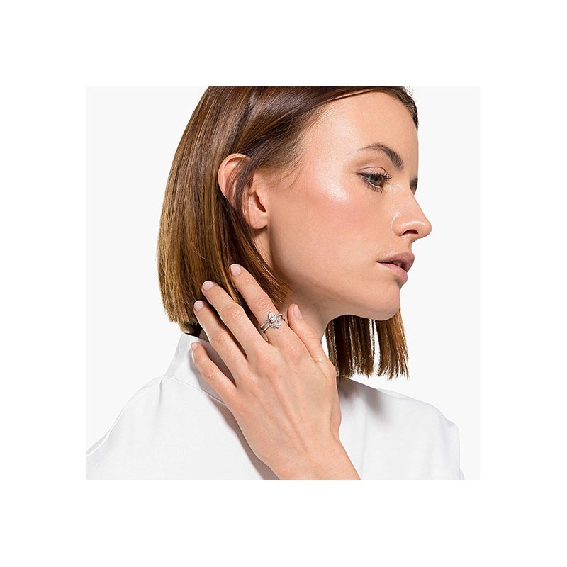 Parure de bague Attract Pear swarovski métal rhodié argenté