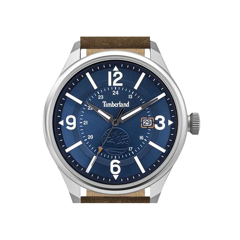 Coffret Montre Homme Timberland Blake et ses deux bracelet cuir marron foncé et arcier argenté.