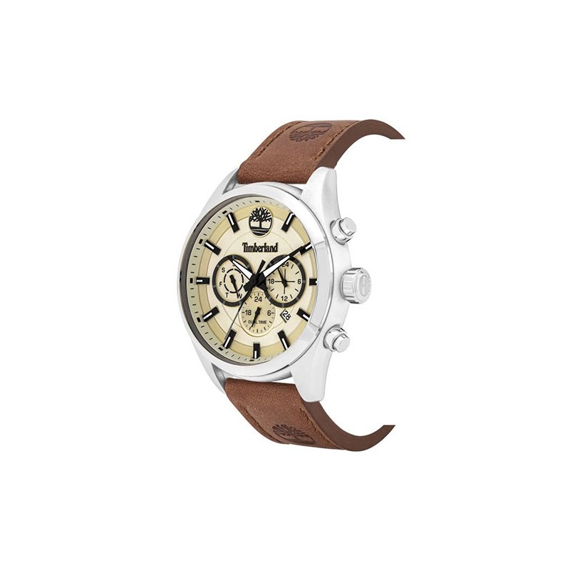 Montre Homme Timberland Ashmont cuir marron et beige clair