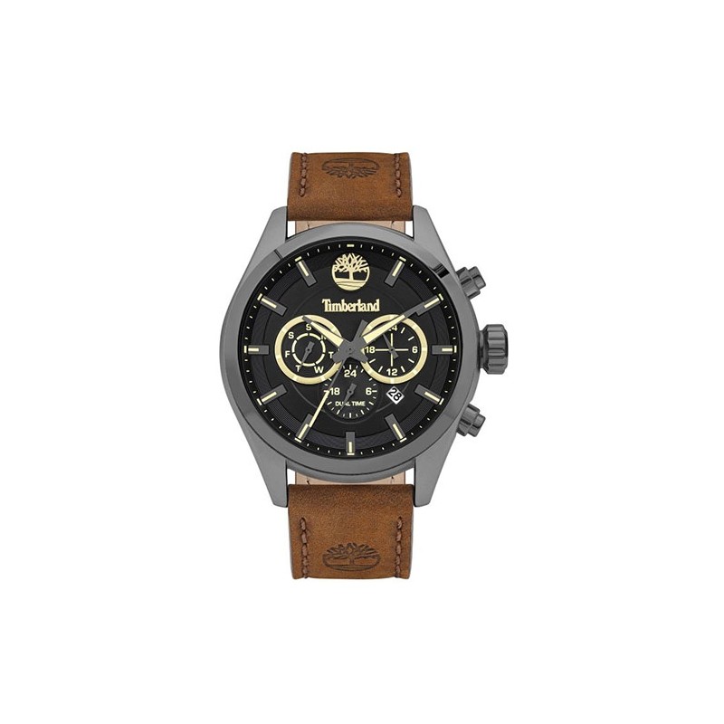 Montre Homme Timberland Ashmont cuir marron et acier anthracite