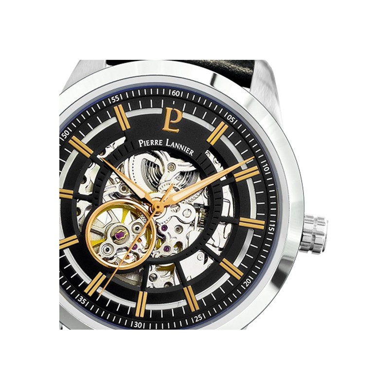 Montre Pierre Lannier Automatic bracelet cuir noir 