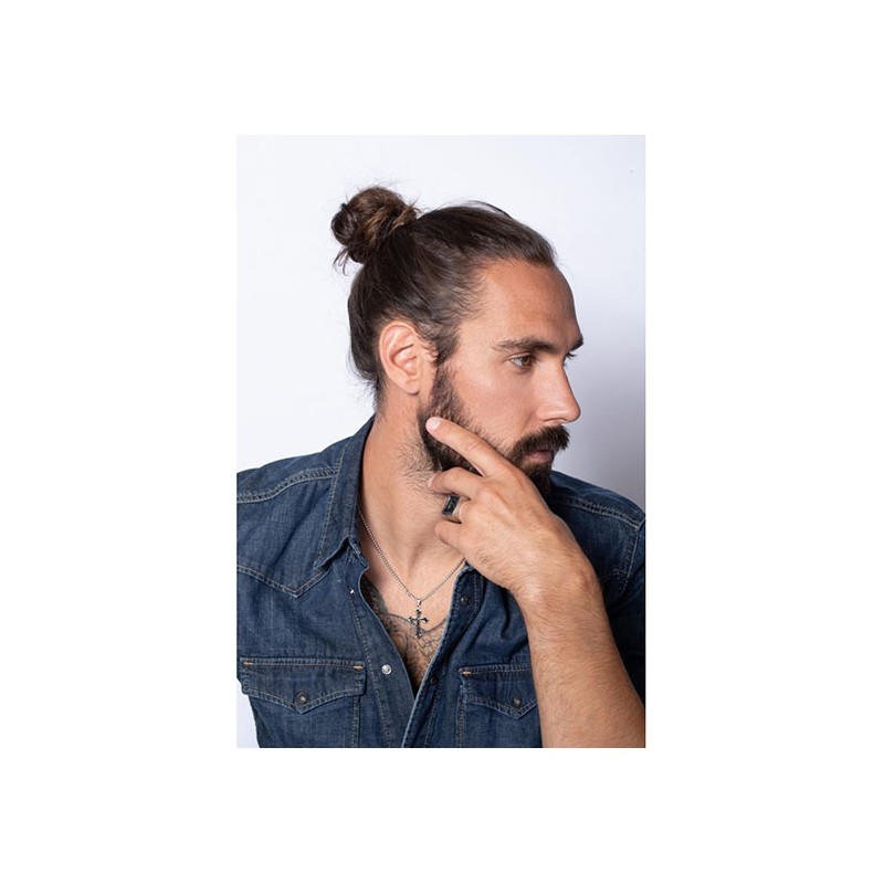 Collier Homme Phebus en acier motif croix gothique