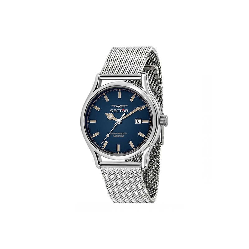 Montre Sector Homme bracelet milanais argenté et bleu 