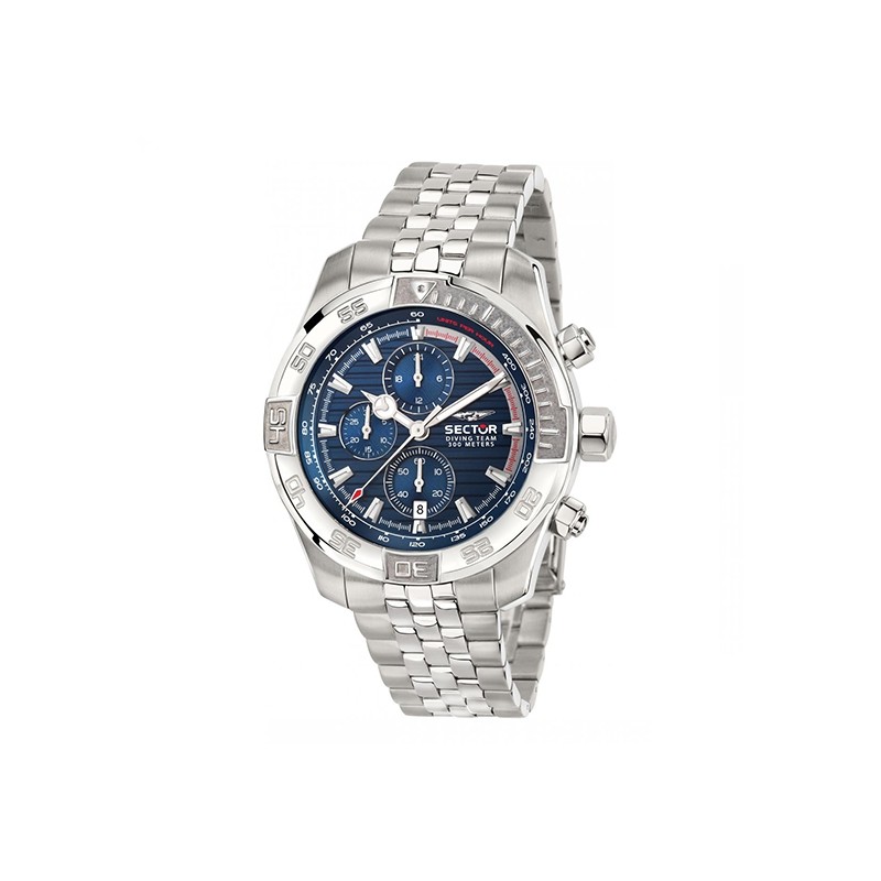 Montre Sector Homme bracelet argenté et cadran bleu