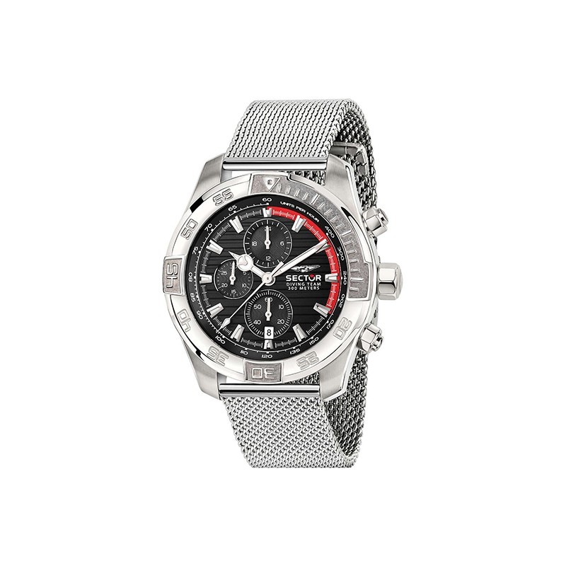 Montre Sector Homme bracelet argenté et cadran noir